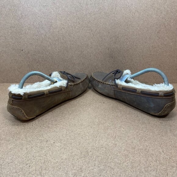 Ugg Olsen Brown Leather Mens Slipper Size 7 - Picture 6 of 8